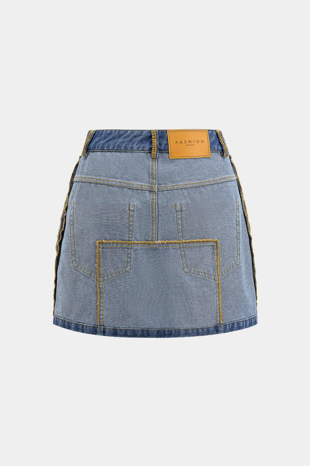 Reversible Letter Print Pocket Denim Mini Skirt