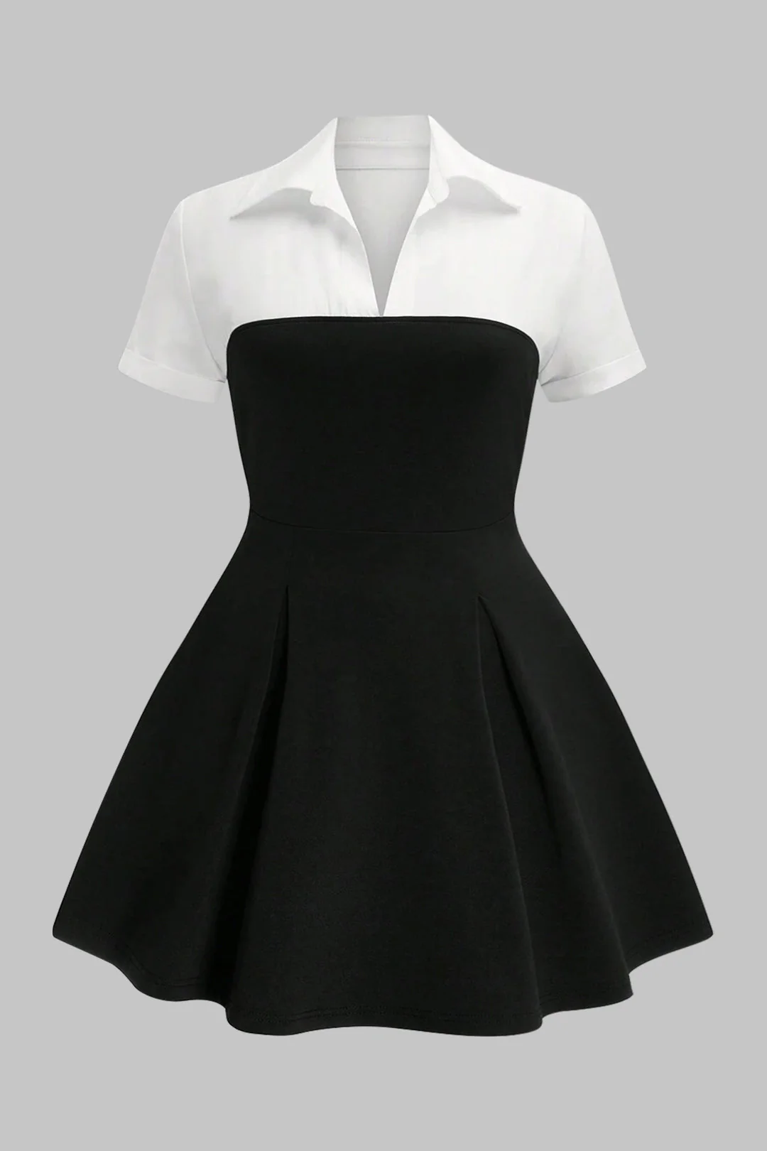 Plus Size Patchwork Short Sleeve Mini Dress