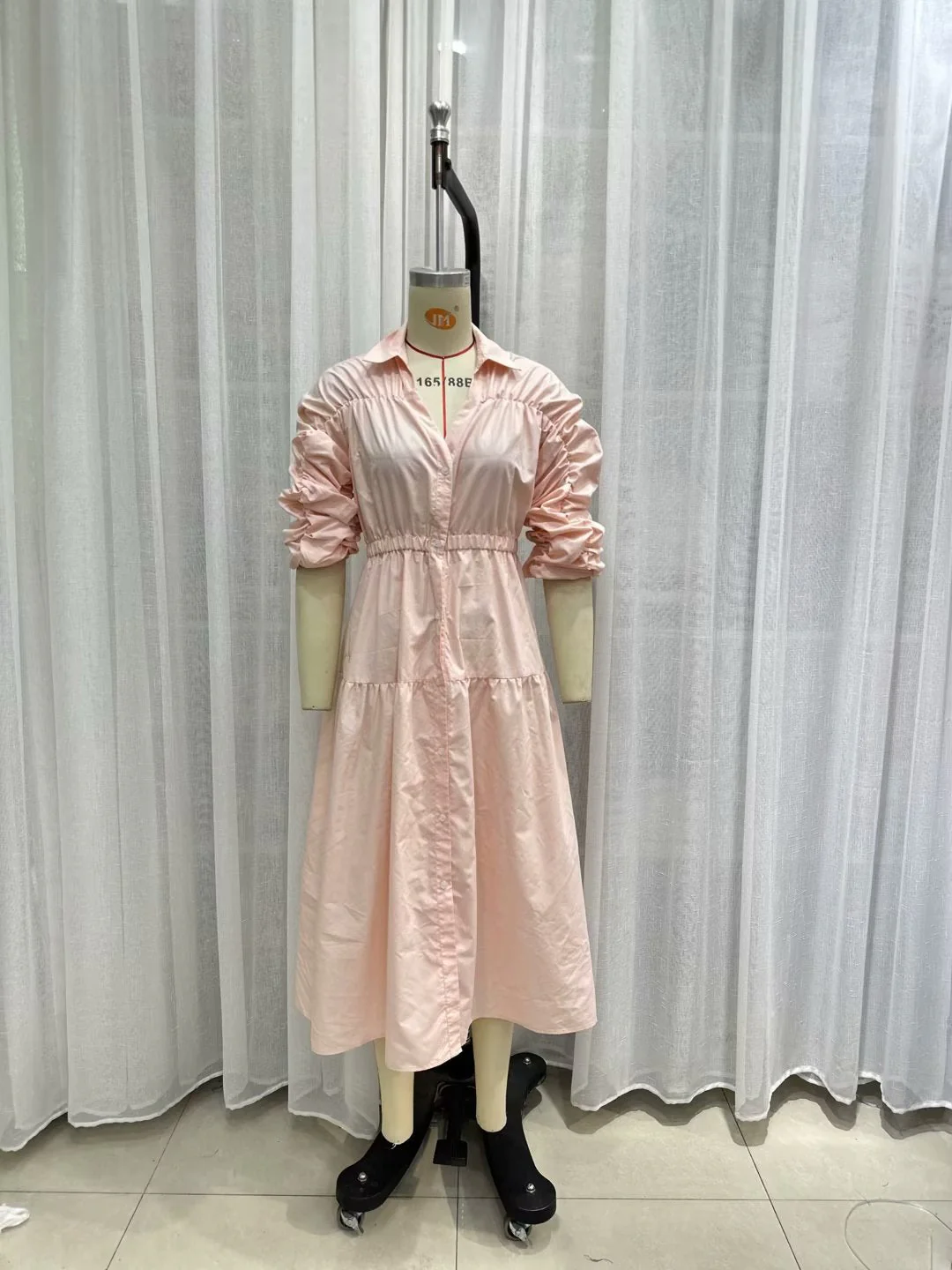 Lightly Mature Hollow Out Cutout Out Cinched V Neck Midi Dress