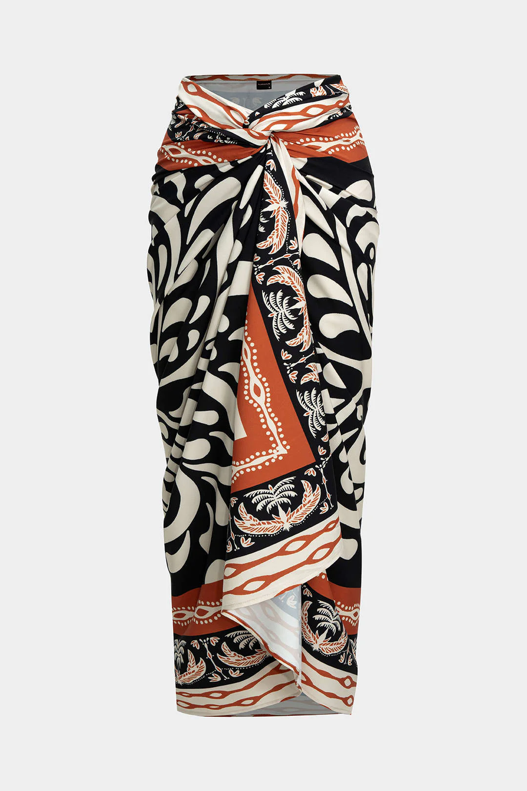 Retro Print Chiffon Twist Knot Skirt