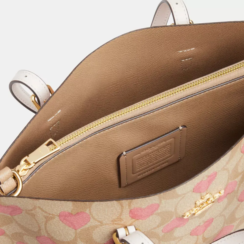 Mollie Tote 25 In Signature Canvas With Heart Print