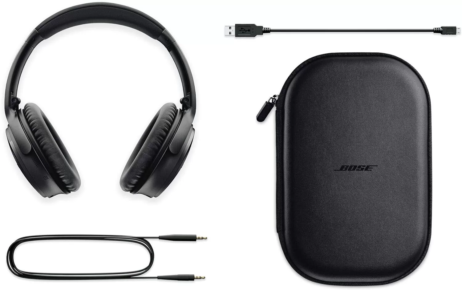 Bose QuietComfort 35 (Series II) Wireless Headphones, Noise Cancelling, Alexa Voice Control - Black - Worldwide Version (Renewed)