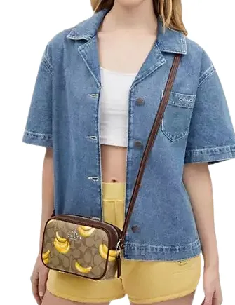 Mini Jamie Camera Bag In Signature Canvas With Banana Print