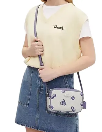 Mini Jamie Camera Bag In Signature Canvas With Blueberry Print