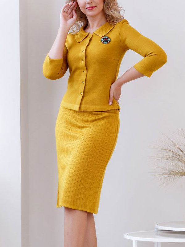 Daily Knitted Slim Fit Ladies Skirt Set