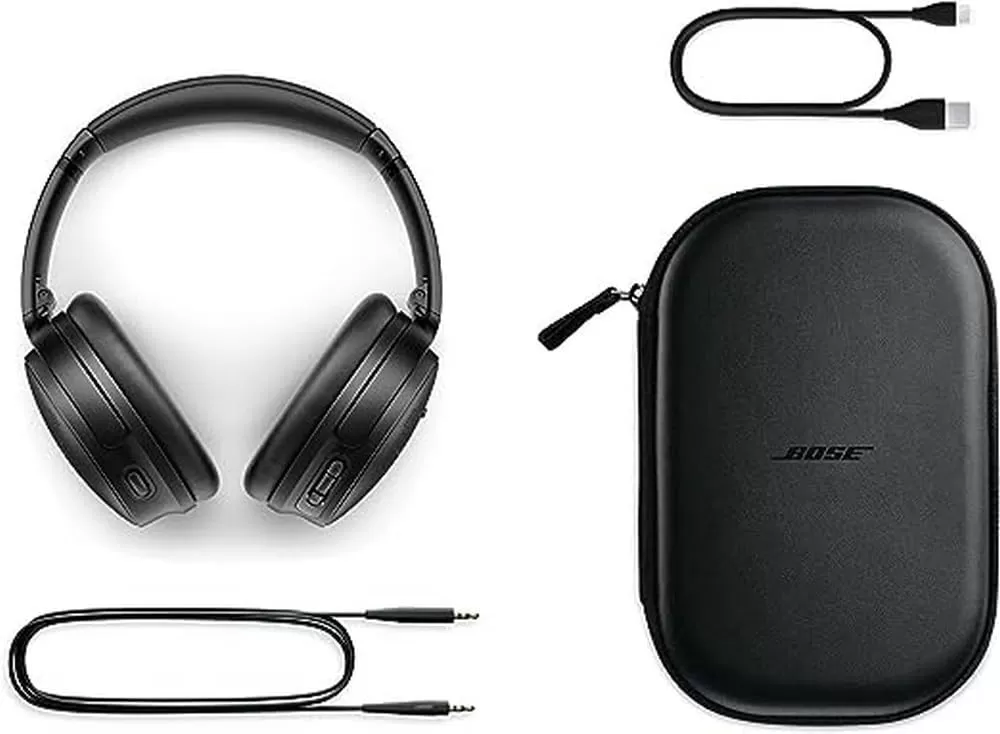 Bose QuietComfort 45 Wireless Bluetooth Noise Cancelling Headphones, Over-Ear Headphones with Microphone, Personalized Noise Cancellation and Sound, Triple Black