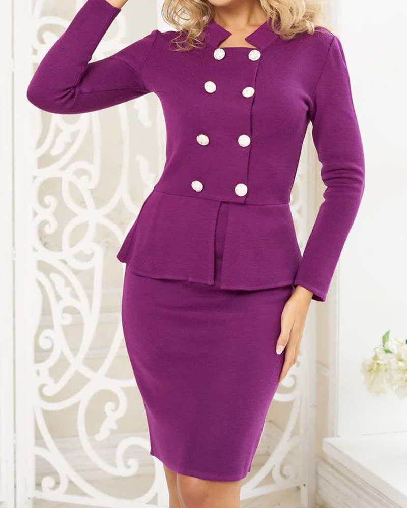 Knitted top and pencil skirt suit