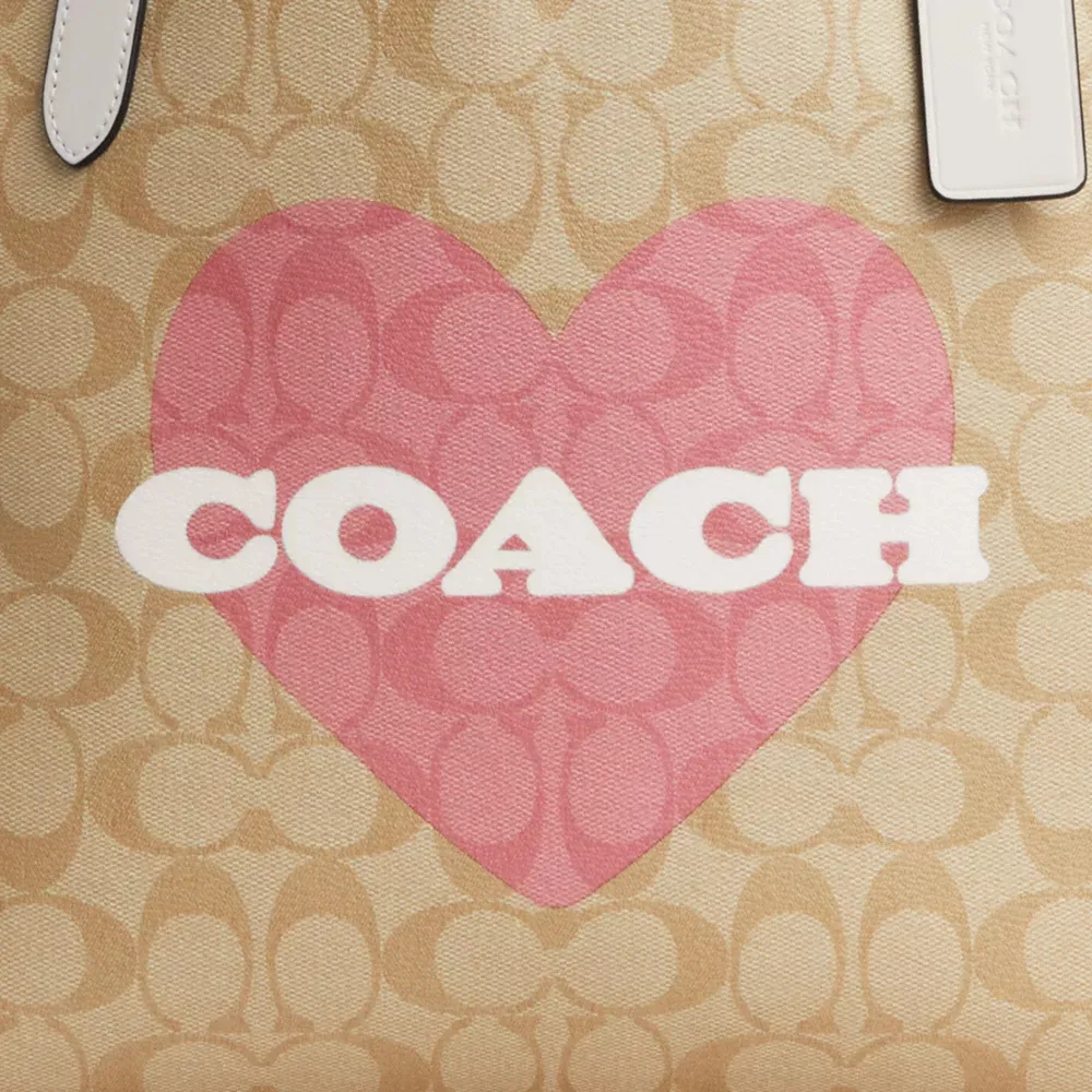 City Tote In Signature Canvas With Heart Print