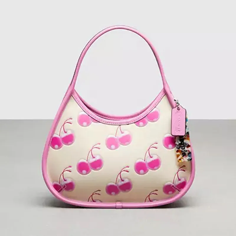 Leather cherry print bag