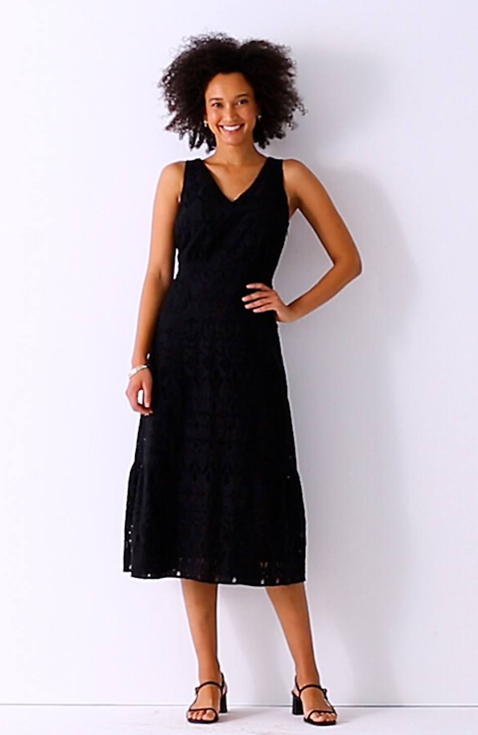 Eyelet Midi Swing Dress