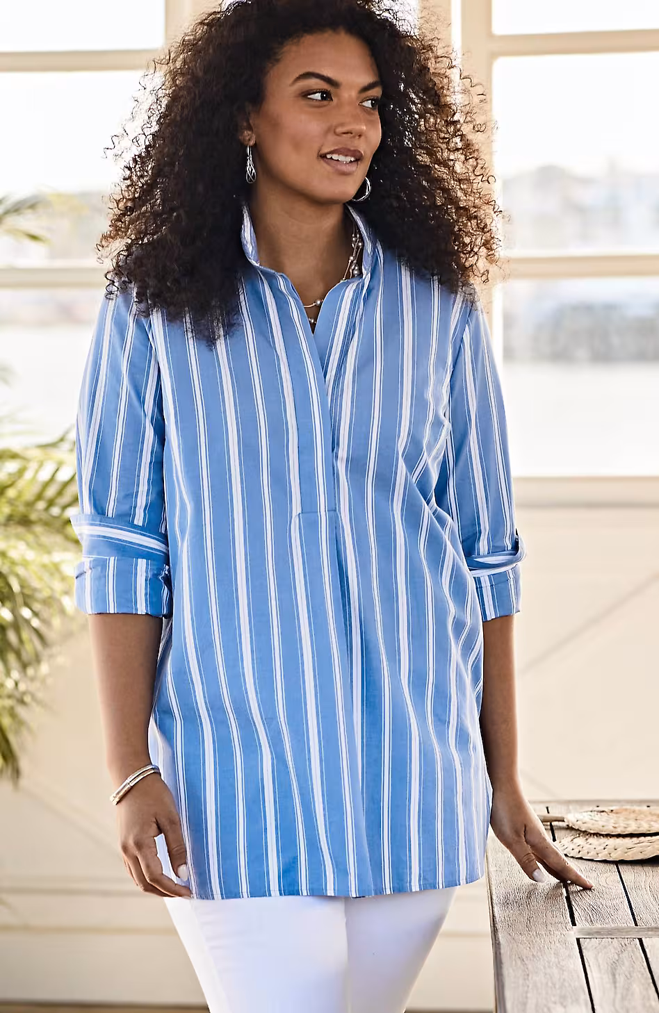 Cotton Stand-Collar Tunic