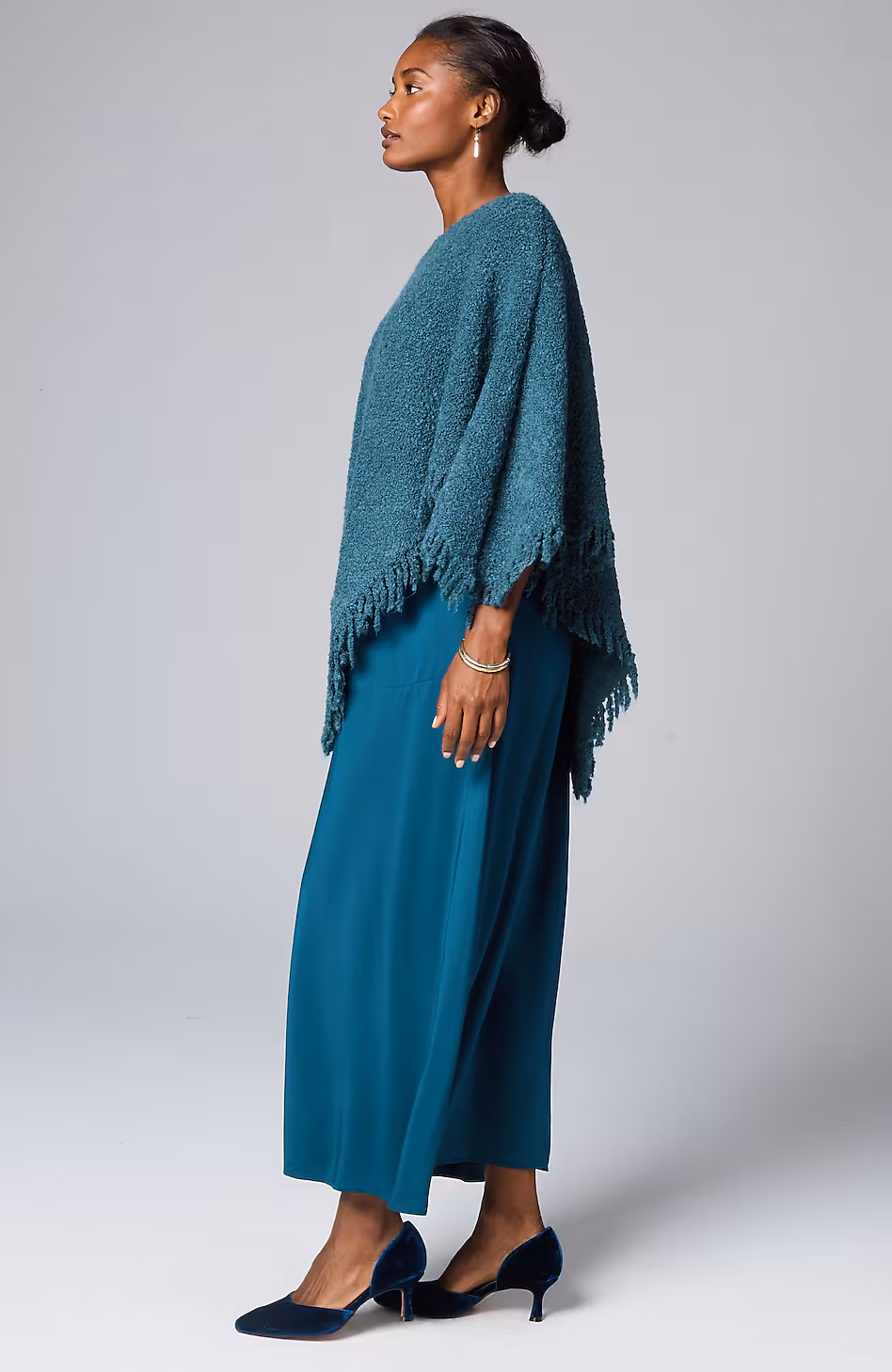 Italian Bouclé Asymmetric Poncho