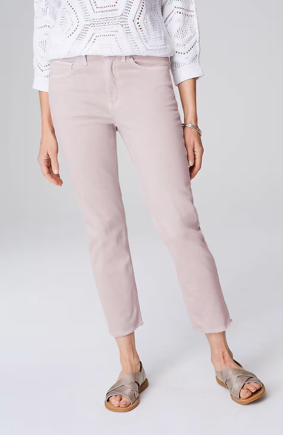 High-Rise Fringe-Hem Crops