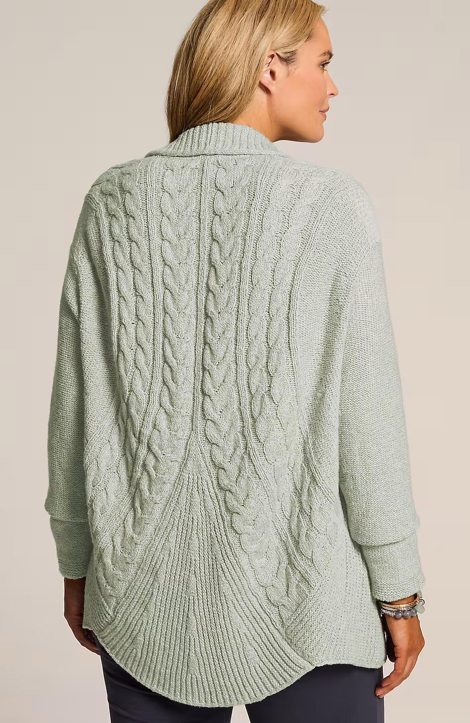 Pure Jill Curved-Hem Cabled Cardi