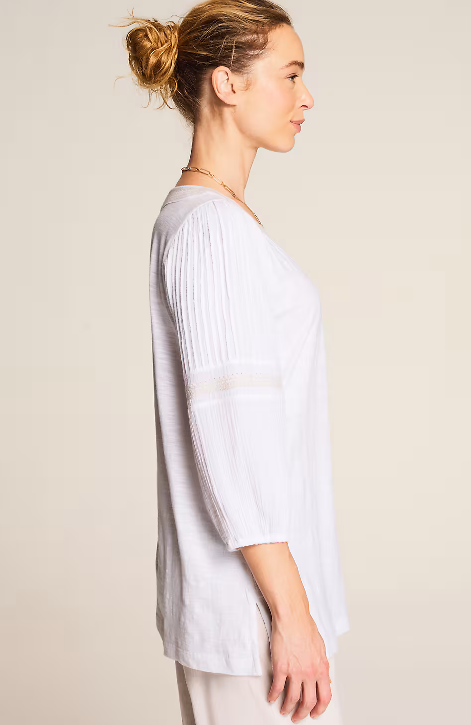 Pure Jill Mixed-Media Embroidered Tunic