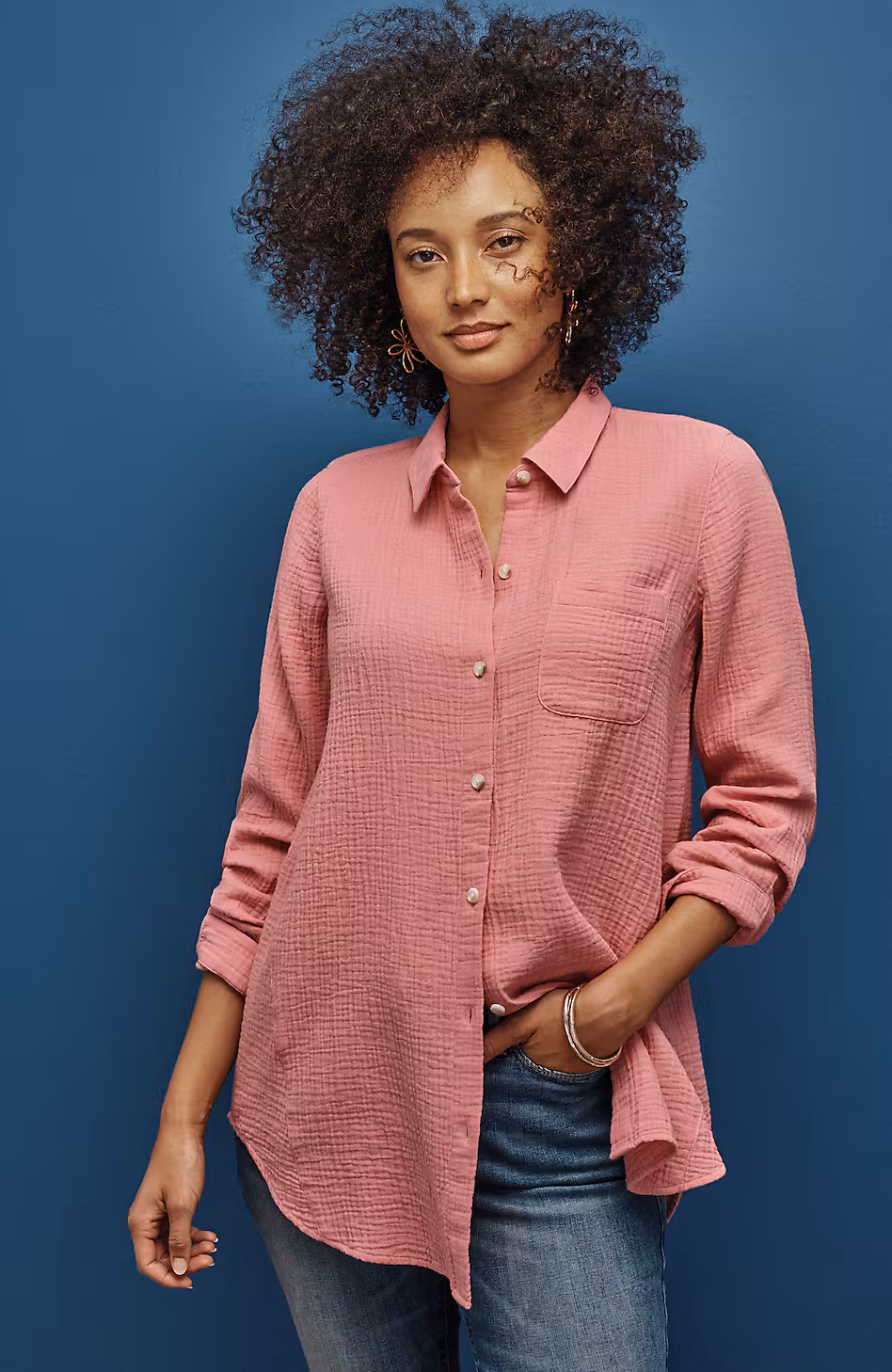 Cotton-Gauze A-Line Tunic