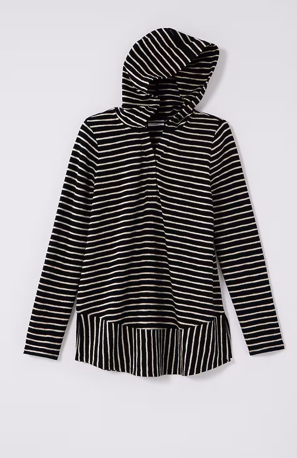 Mixed-Stripes Hooded Tunic
