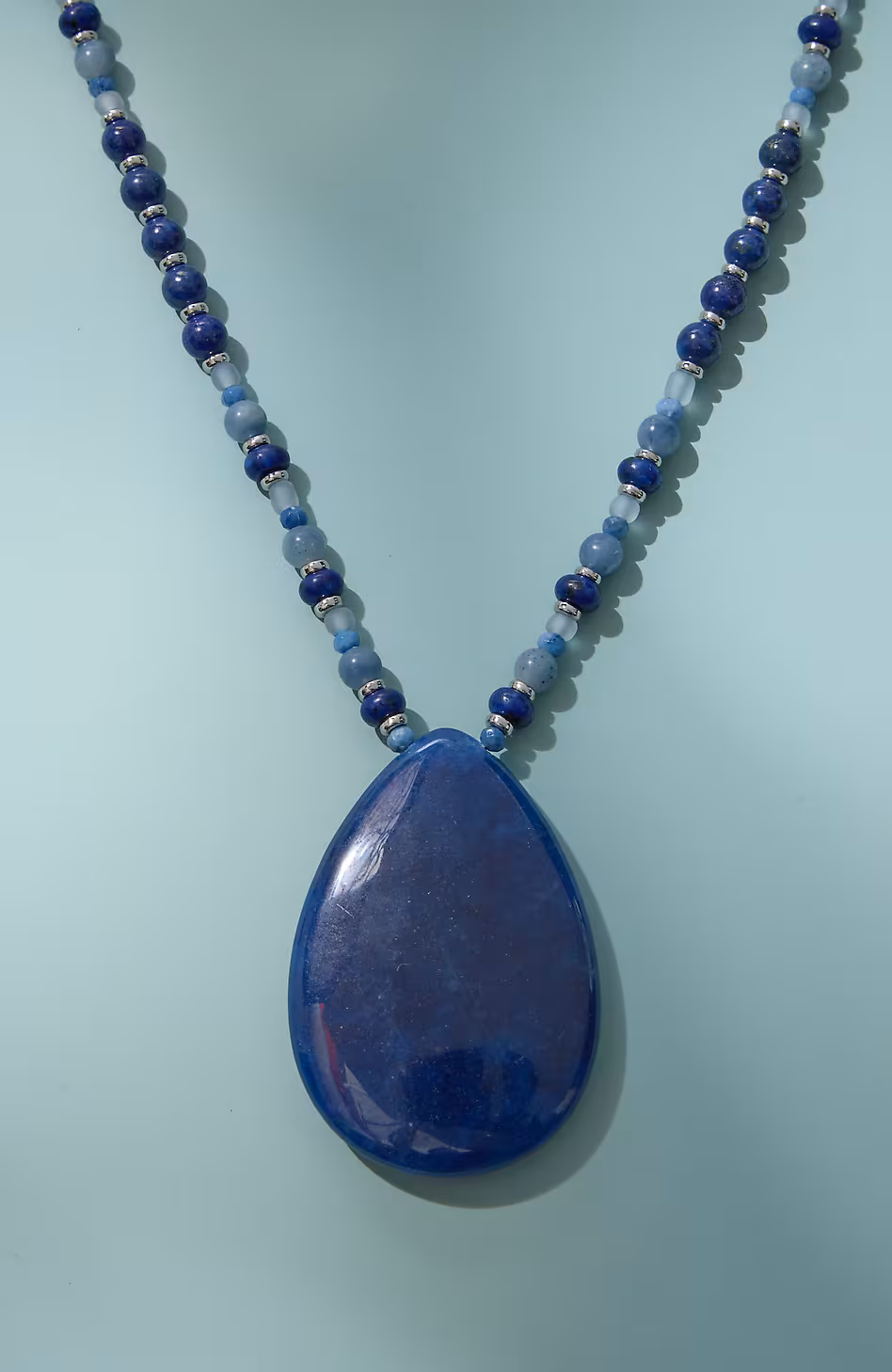 Beaded Blue Lapis Pendant Necklace