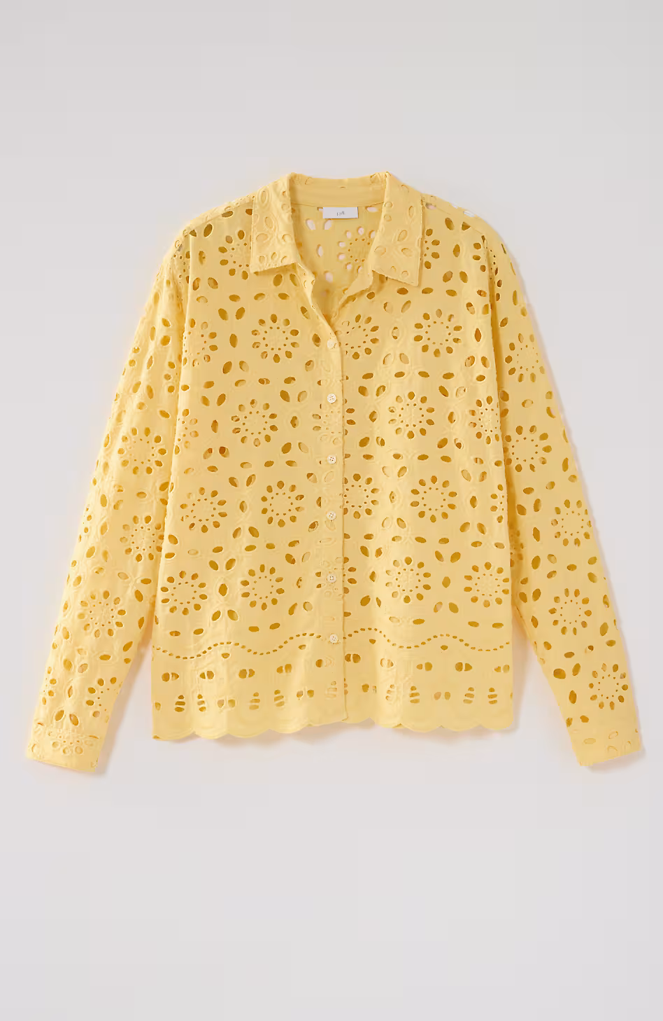 Eyelet Scalloped-Hem Shirt