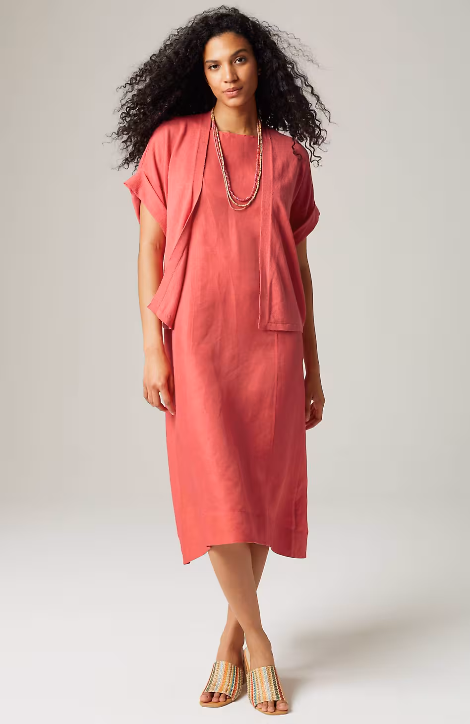 Short Cuffed-Sleeve Open-Front Cardi