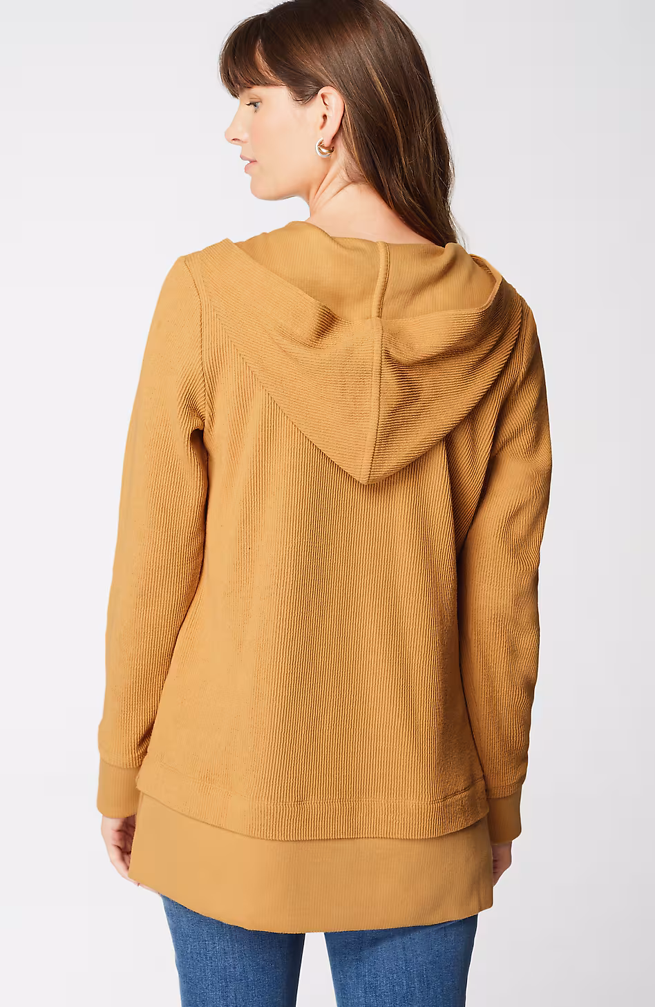 Textured-Knit Hoodie Tunic