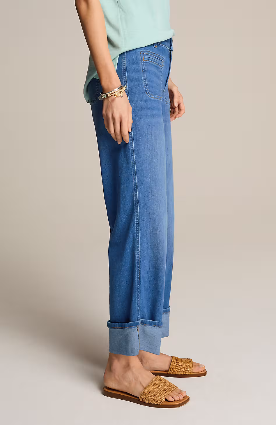 Wide-Leg Cuffed Crops
