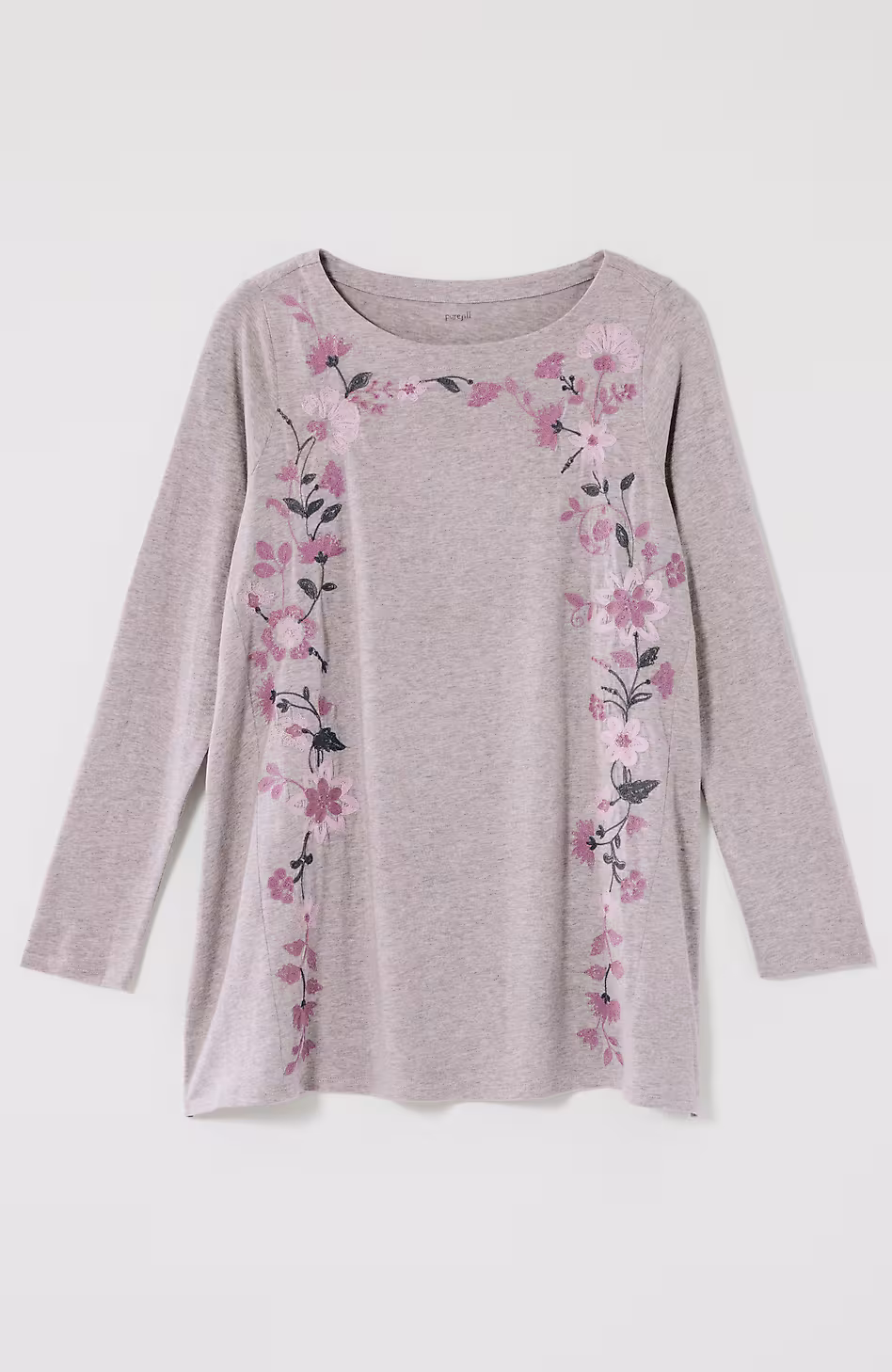 Pure Jill Embroidered Dipped-Hem Tunic