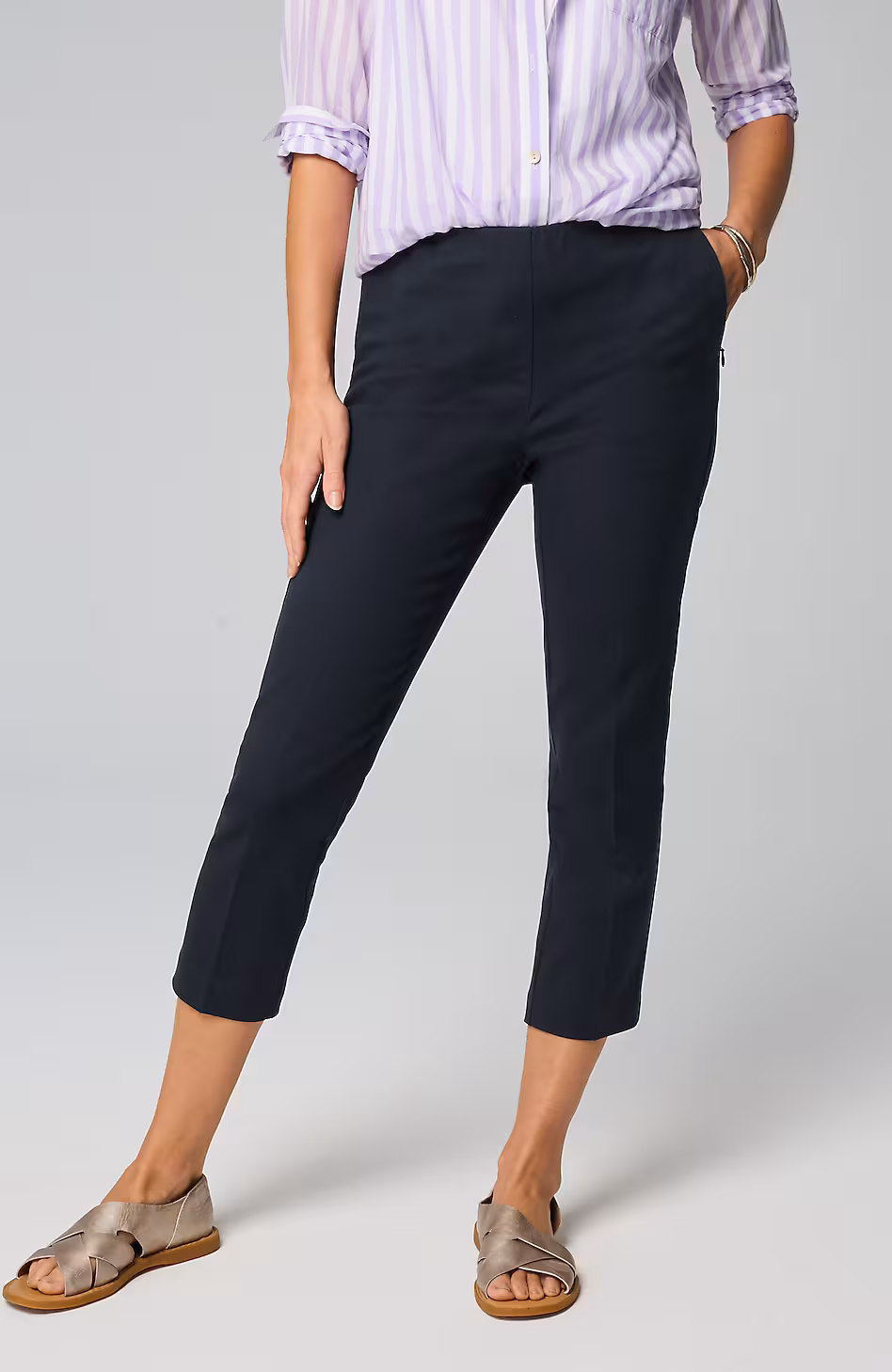 Versatile Cotton-Stretch Slim-Leg Capris