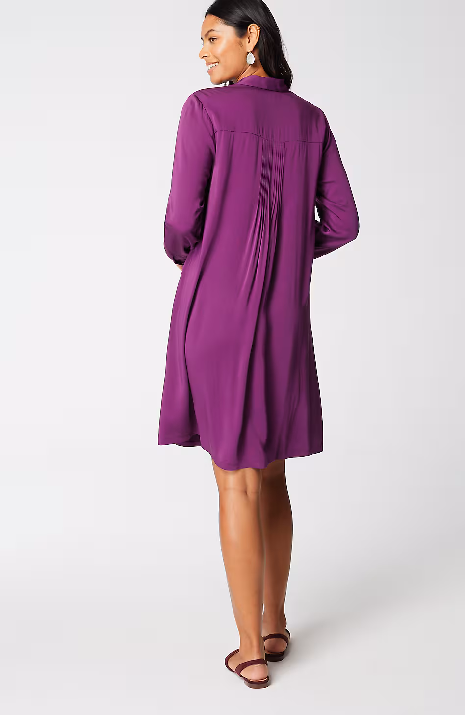 Satin A-Line Shirtdress
