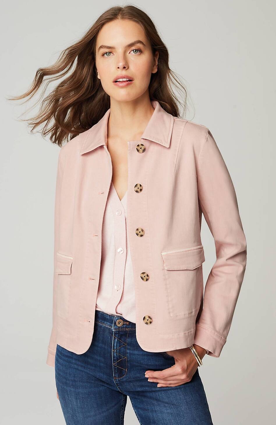 Curved-Hem Denim Jacket