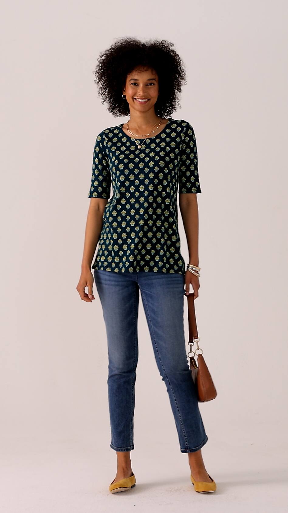 Pima-Slub Scoop-Neck Side-Slit Tee