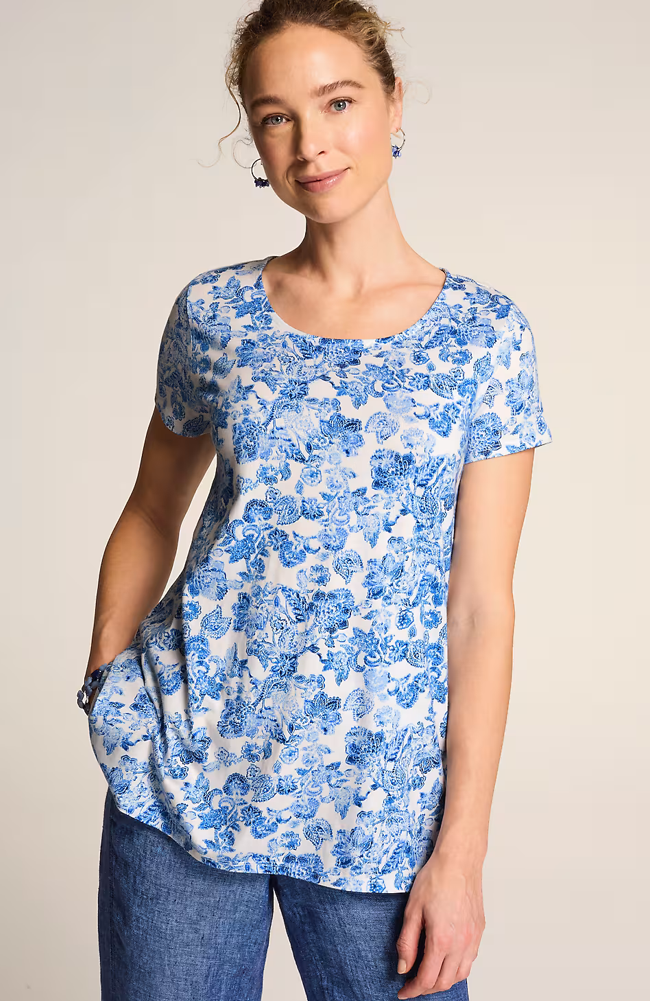 Pure Jill Scoop-Neck Elliptical Tee