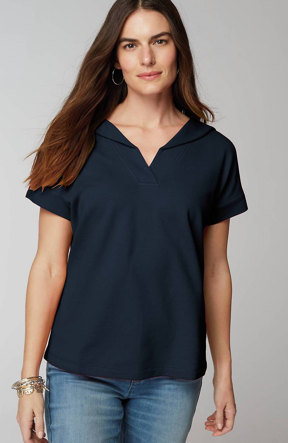 Collared Short-Sleeve Sweatshirt