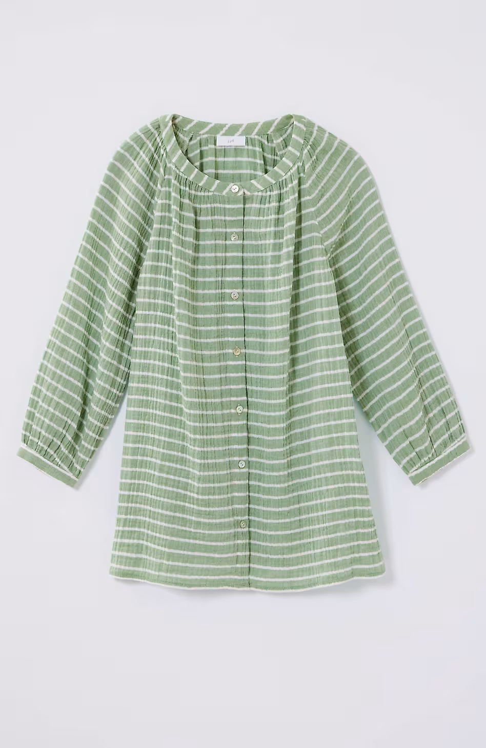 Cotton-Gauze Striped Button-Front Top