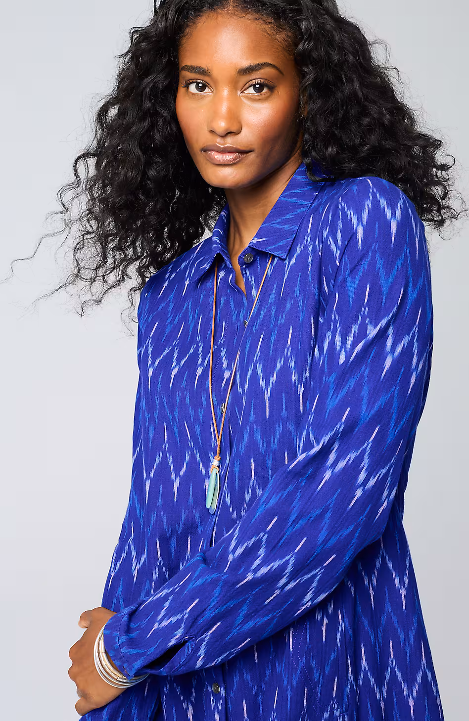 Pure Jill Ikat Maxi Shirtdress