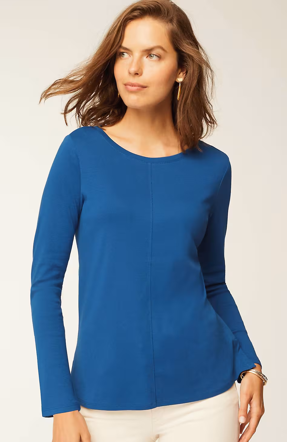 Long-Sleeve Pima Crew-Neck Tee