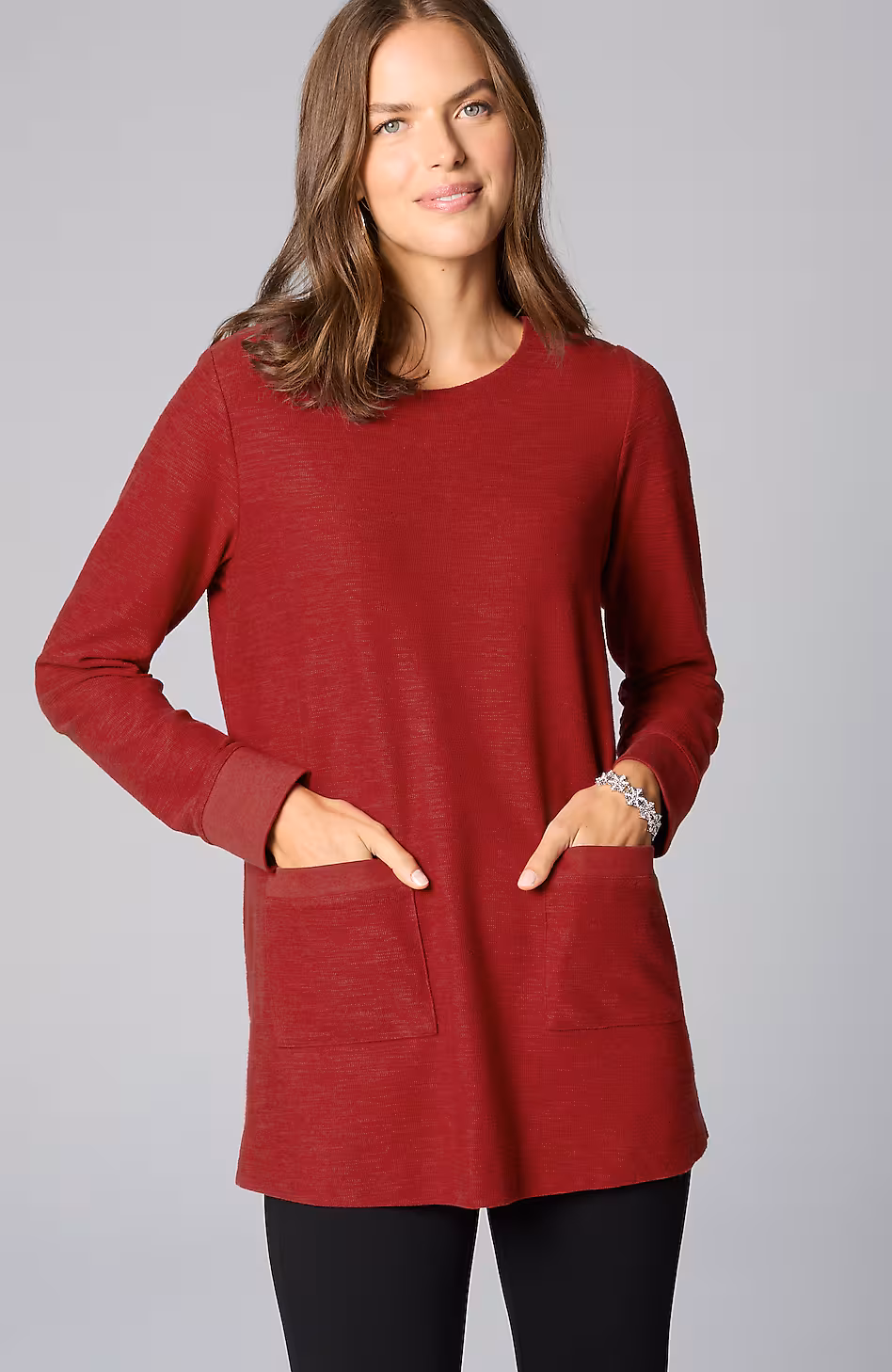 Textured Patch-Pocket Tunic