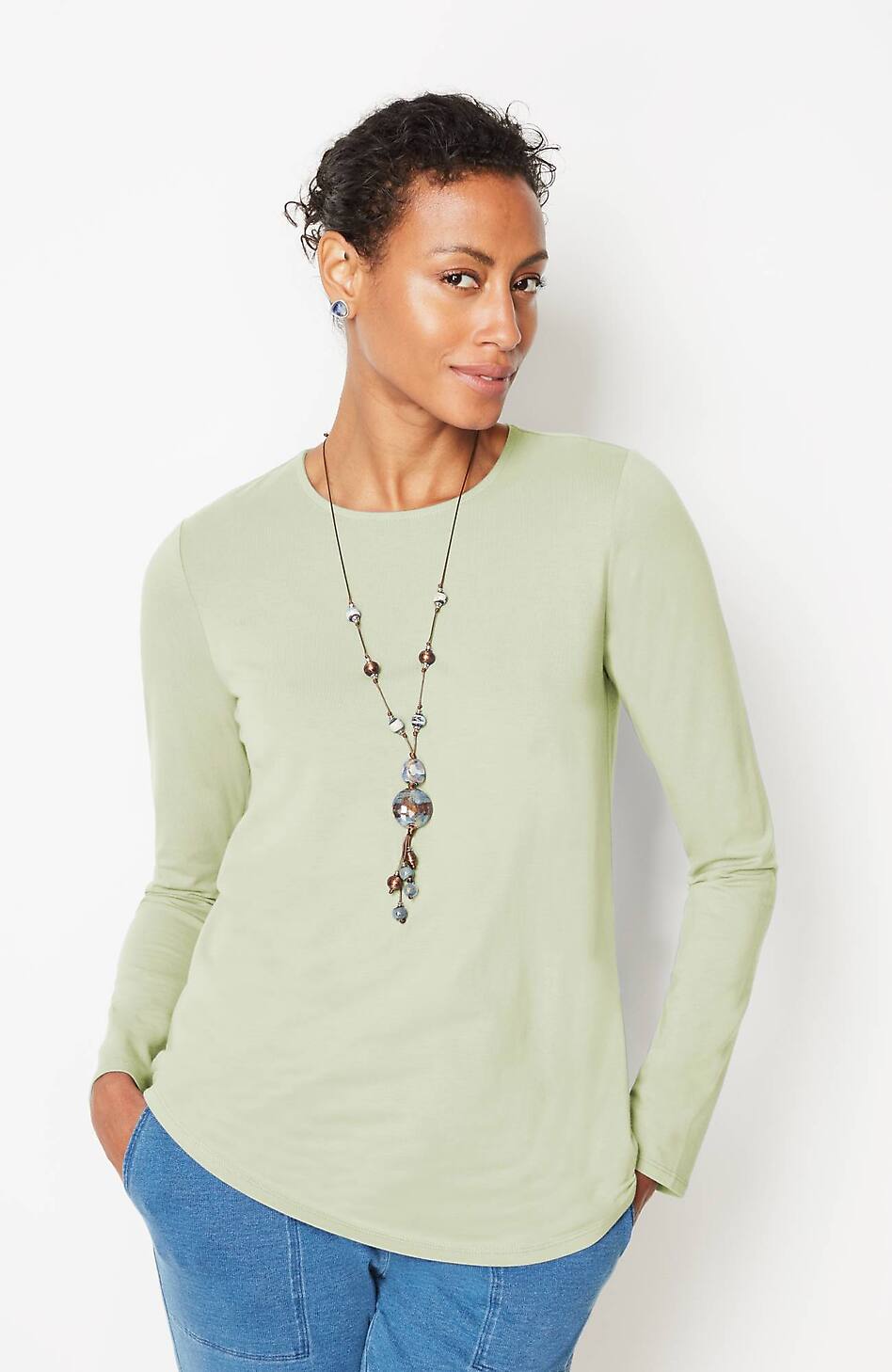 Pure Jill Long-Sleeve Shirttail Tee