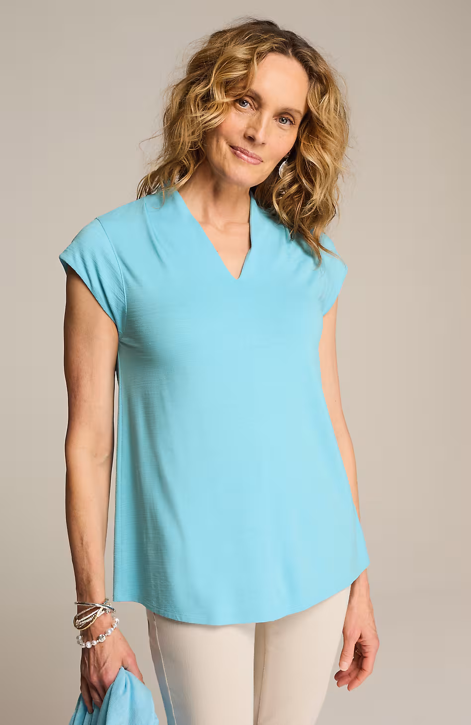 Wearever Slub-Knit Cap-Sleeve Top