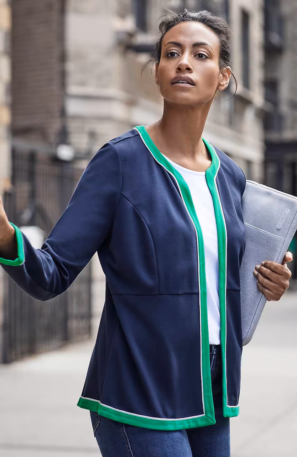 Wearever Double-Face Jersey Contrast-Trim Jacket