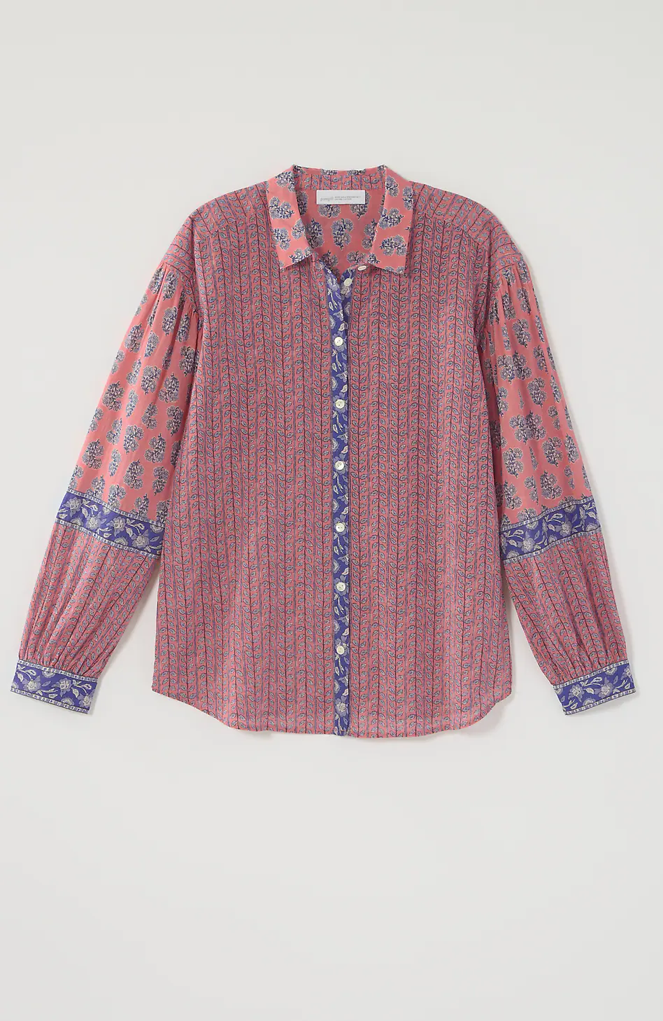 Pure Jill Mixed-Print Button-Front Top