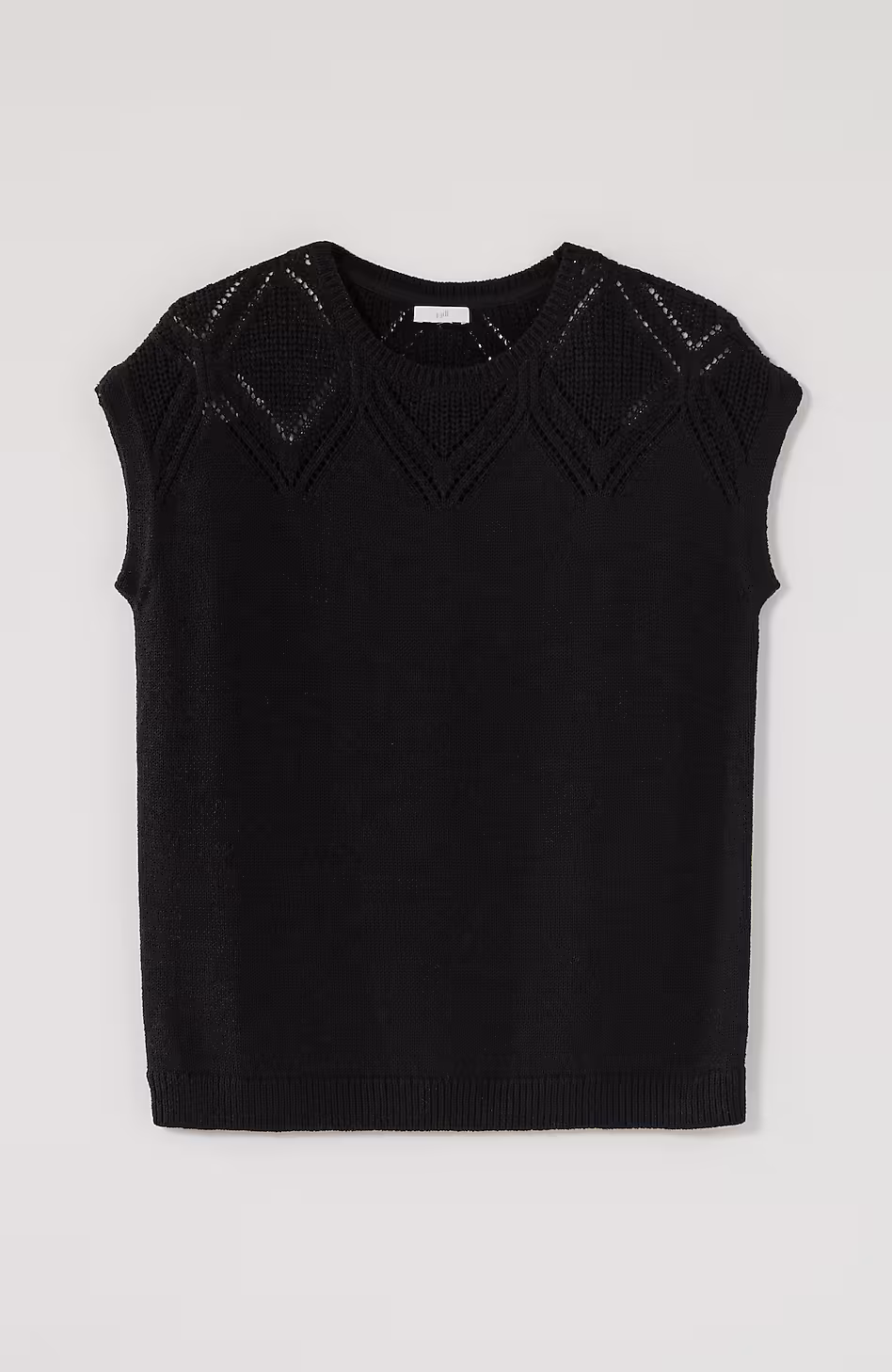Rib-Stitched Short-Sleeve Sweater