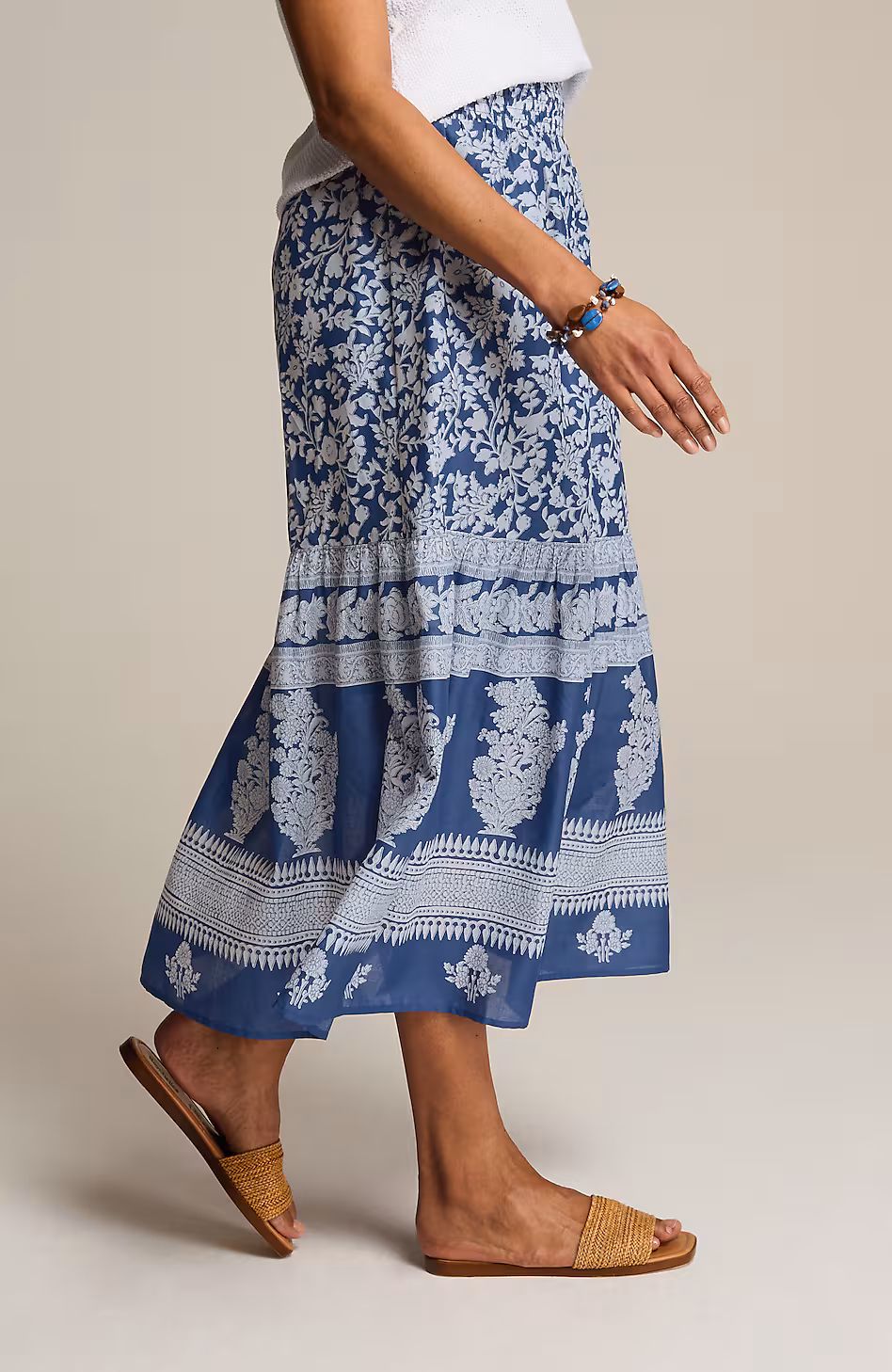 Pure Jill Border-Print Maxi Skirt