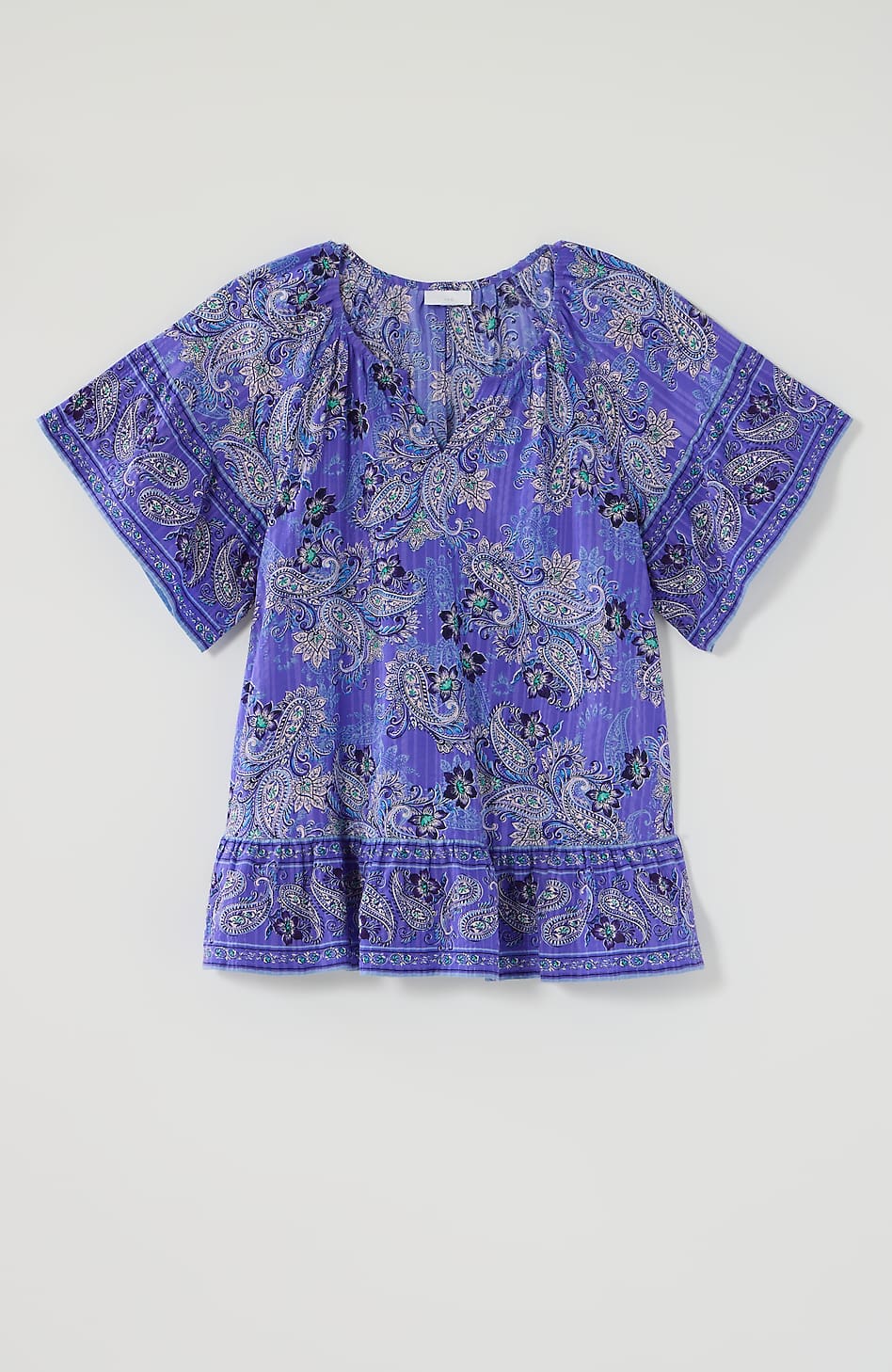 Printed Split-Neck Top