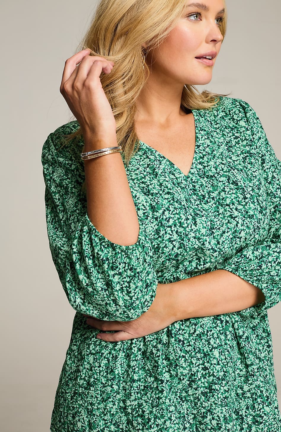 Textured V-Neck A-Line Dress