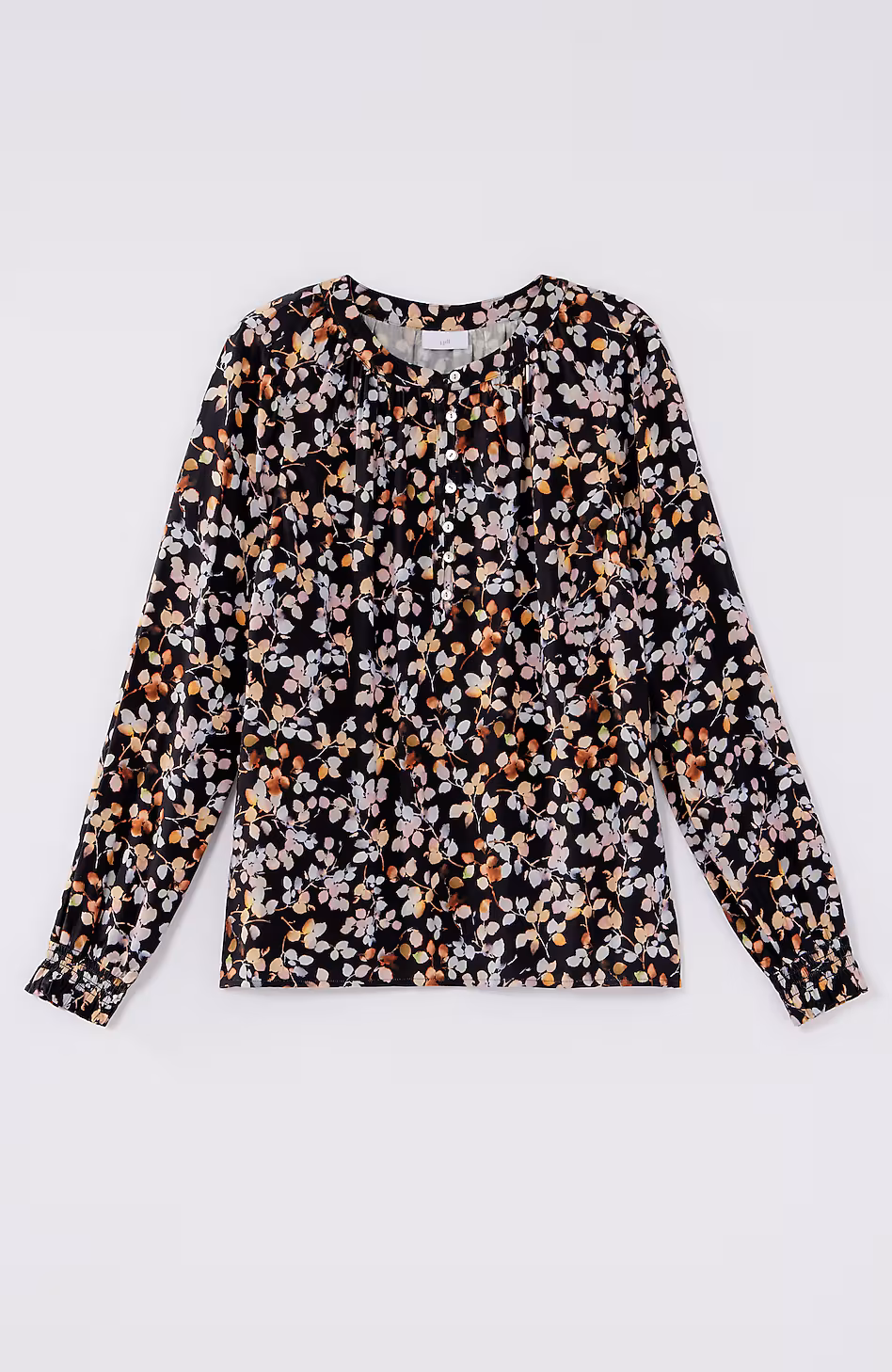 Artistic Leaves Printed Satin Top