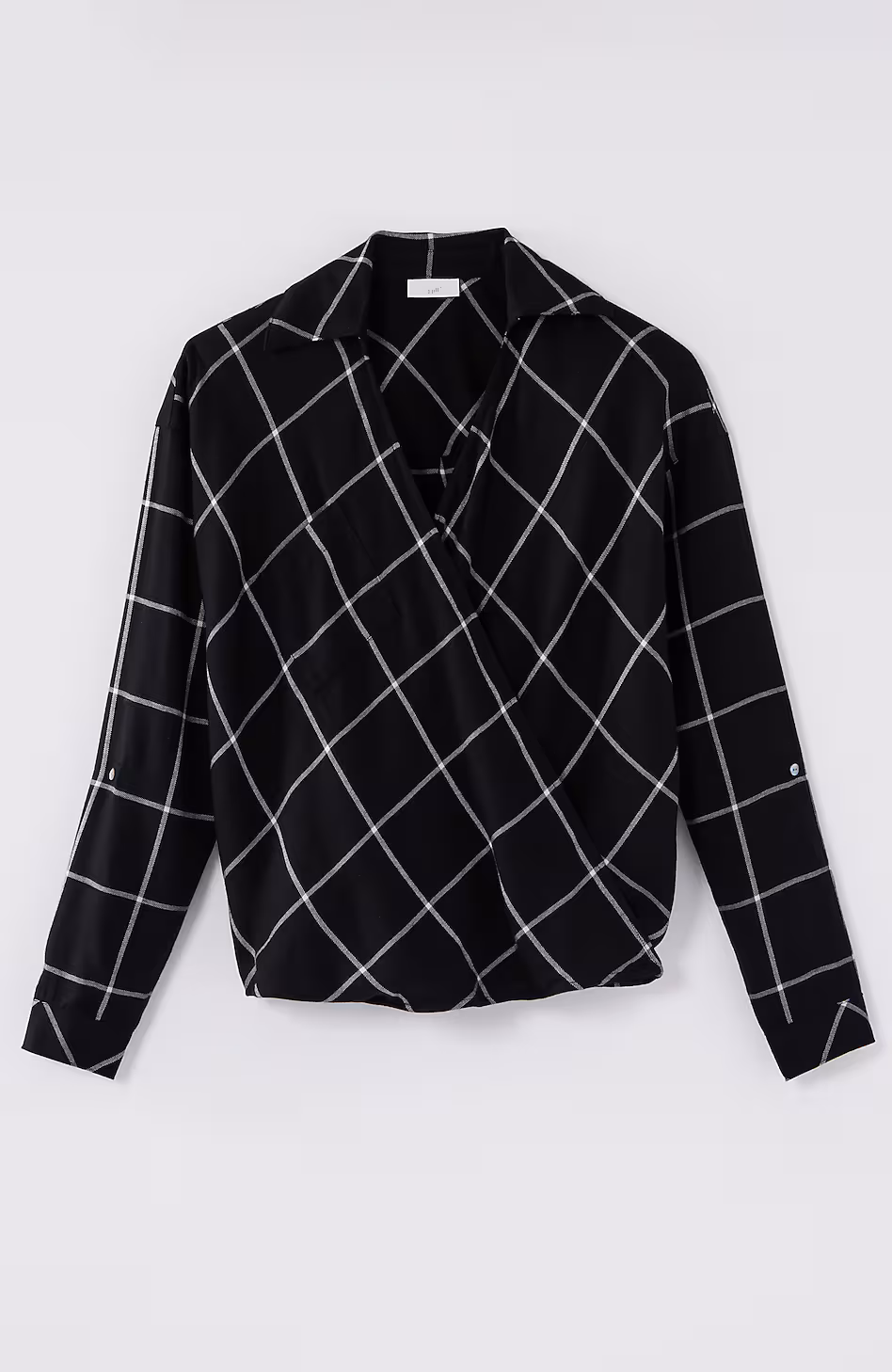Soft-Brushed Plaid Twist-Front Shirt
