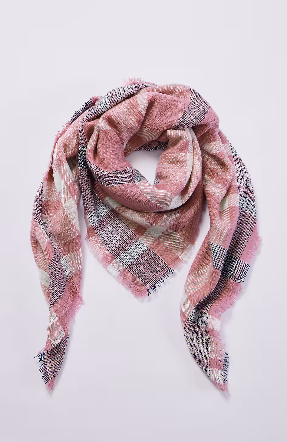 Fringed Plaid Square Scarf
