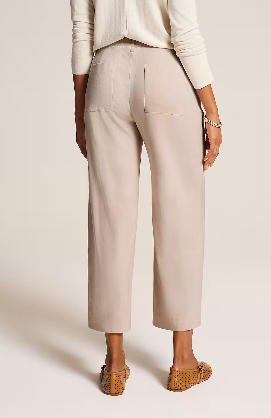 Linen-Stretch Patch-Pocket Crops