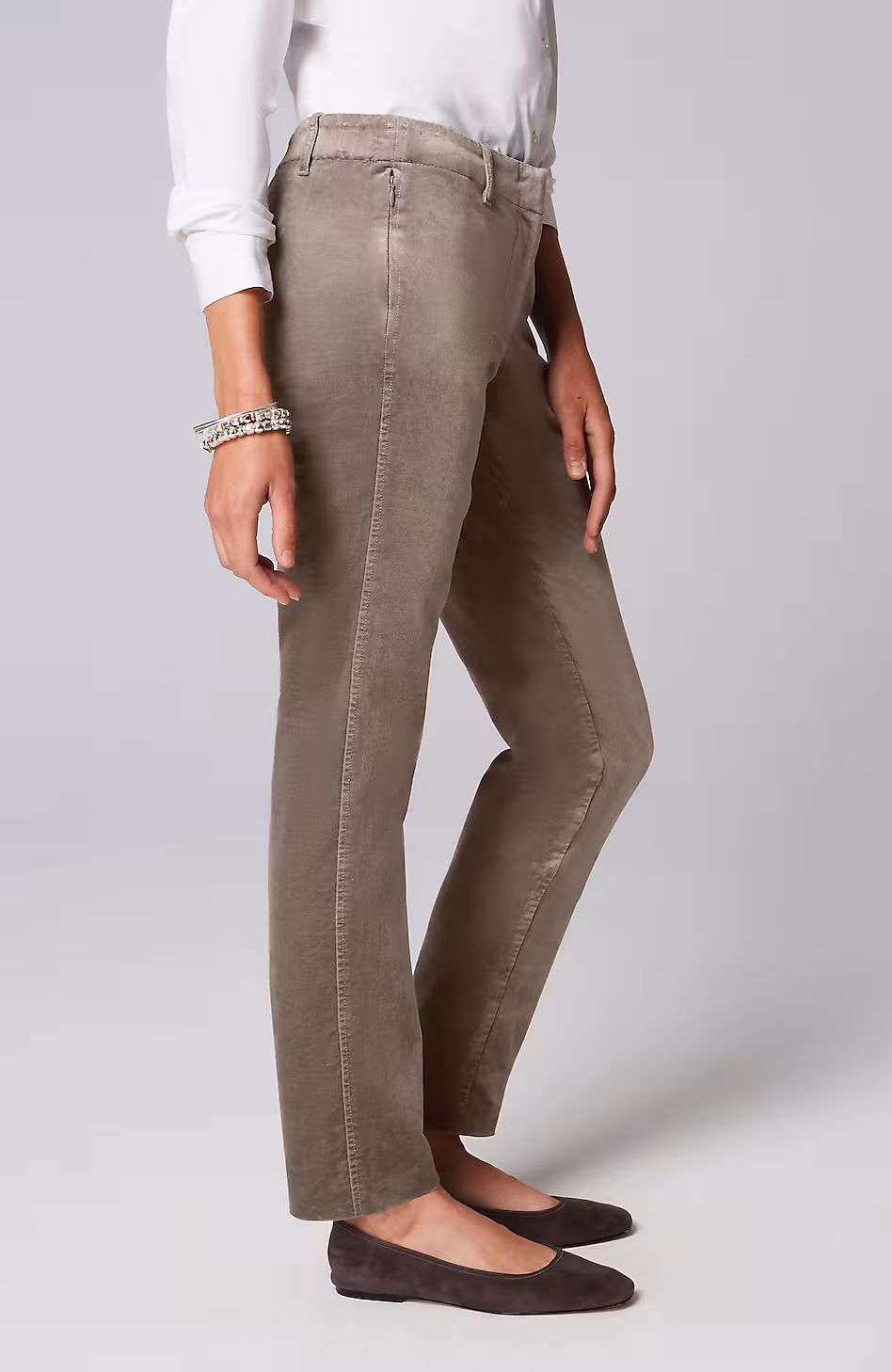 Velveteen-Stretch Slim-Leg Pants